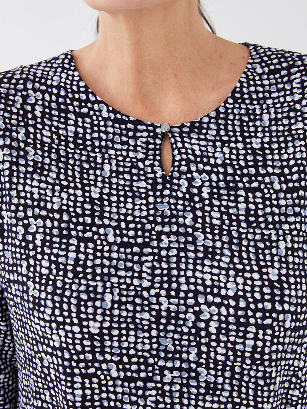 Crew Neck Patterned Long Sleeve Women's Tunic-3