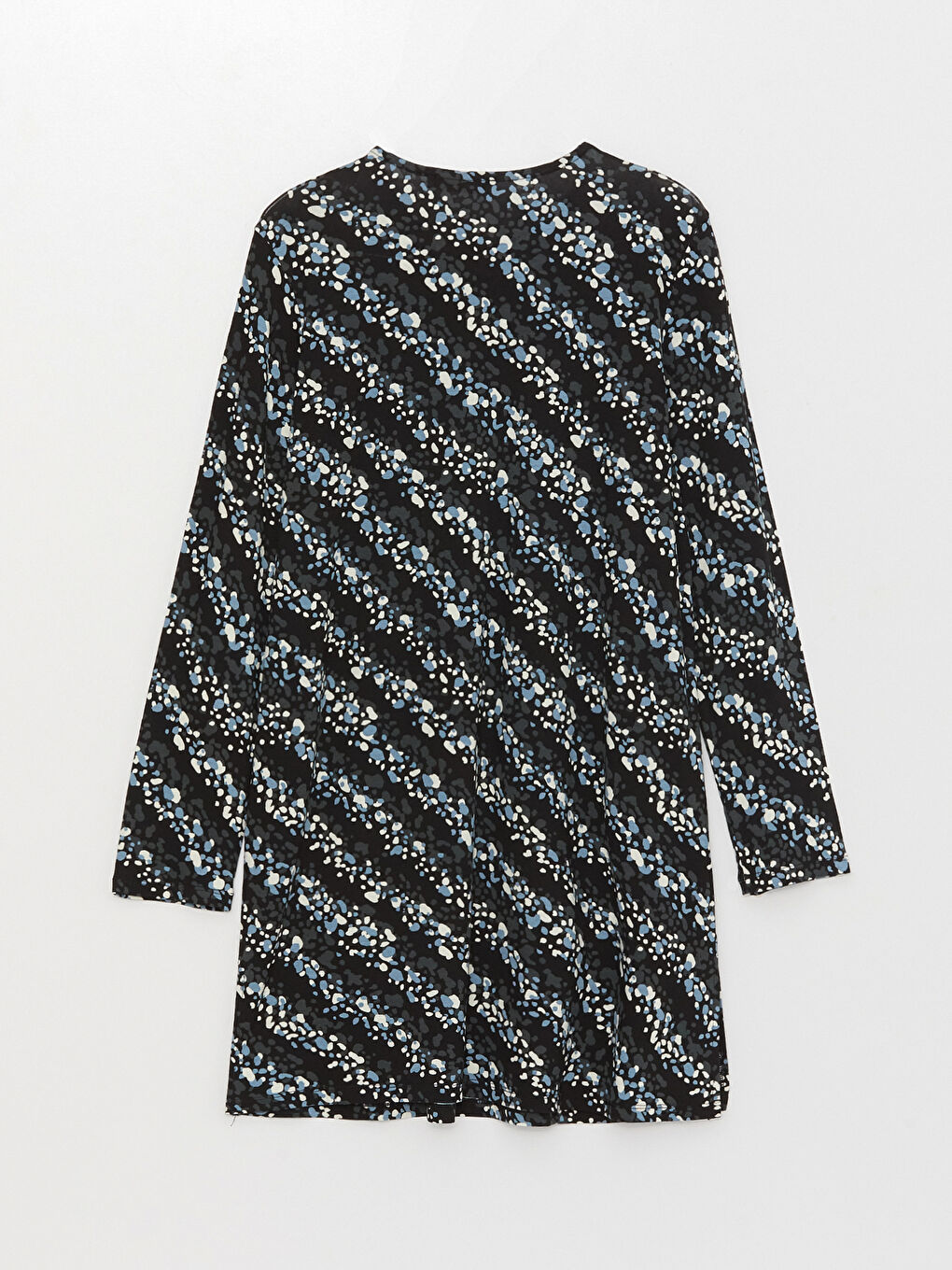 Siyah Bisiklet Yaka Desenli Uzun Kollu Kadın Tunik-6