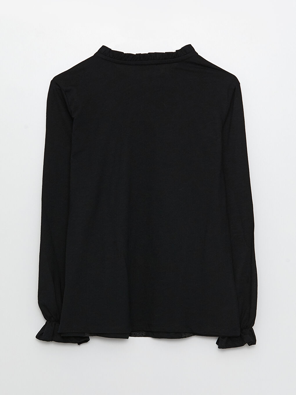 Siyah Bağlamalı Yaka Nakışlı Uzun Kollu Kadın Bluz-6