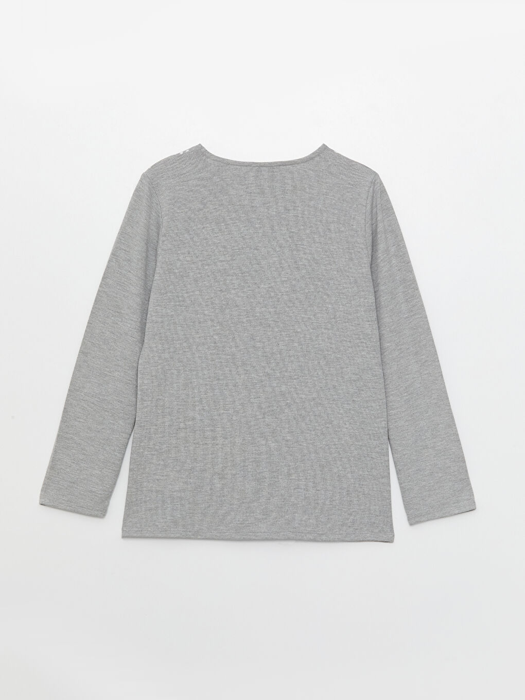 Gri Bisiklet Yaka Baskılı Uzun Kollu Kadın Bluz-6