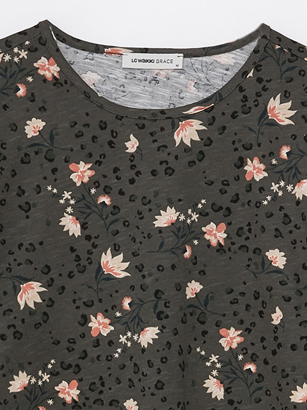 Crew Neck Patterned Long Sleeve Women's T-Shirt-7