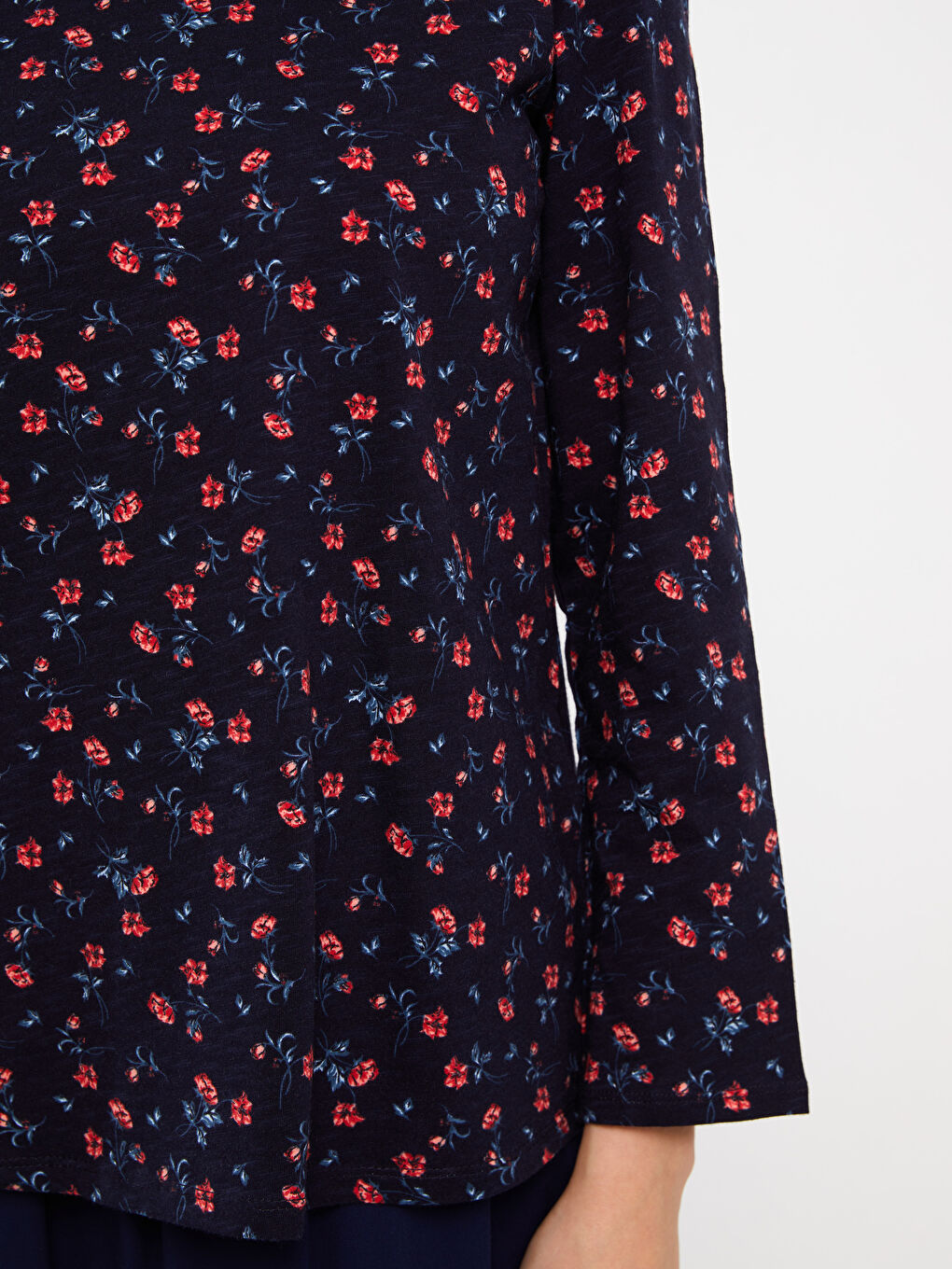 Crew Neck Patterned Long Sleeve Women's T-Shirt-3