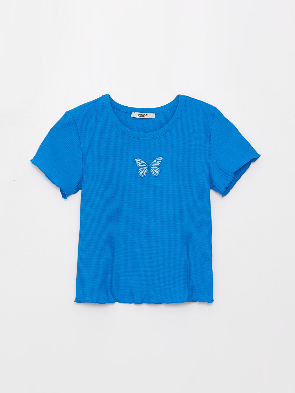 Mavi Bisiklet Yaka Nakışlı Kadın Crop-5