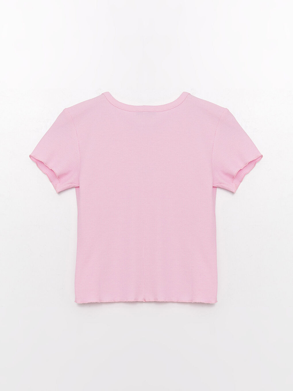 Pembe Bisiklet Yaka Nakışlı Kadın Crop-6