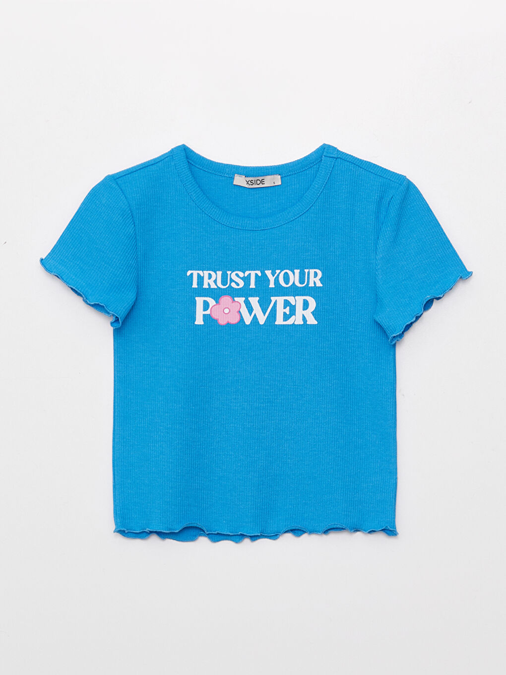 Mavi Bisiklet Yaka Baskılı Kadın Crop-5