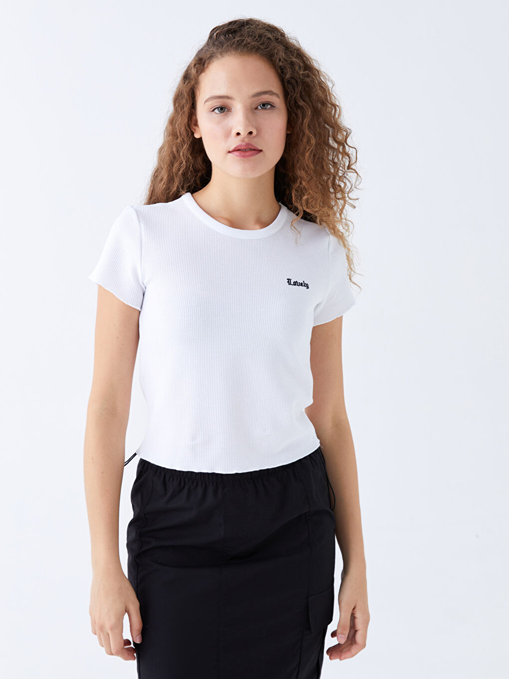【U LAN】Land semi-crop over short sleeves London Silver Print Semi-Crop Short Sleeve - ULAN | 60