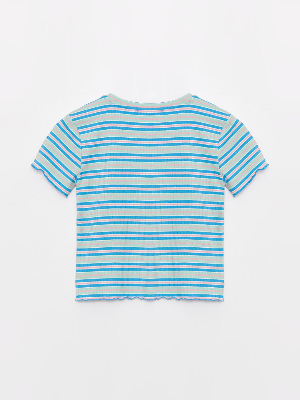 XSIDE Rundhalsausschnitt Gestreiftes Kurzarm Damen Crop-Top -S3CY65Z8-V0A