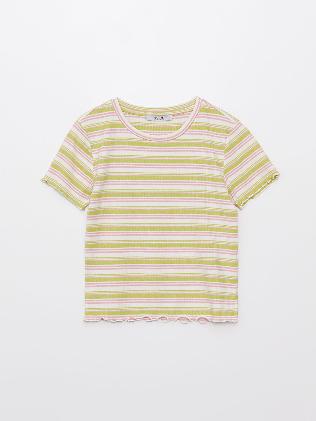 Crew Neck Striped Short Sleeve Women's Crop-6