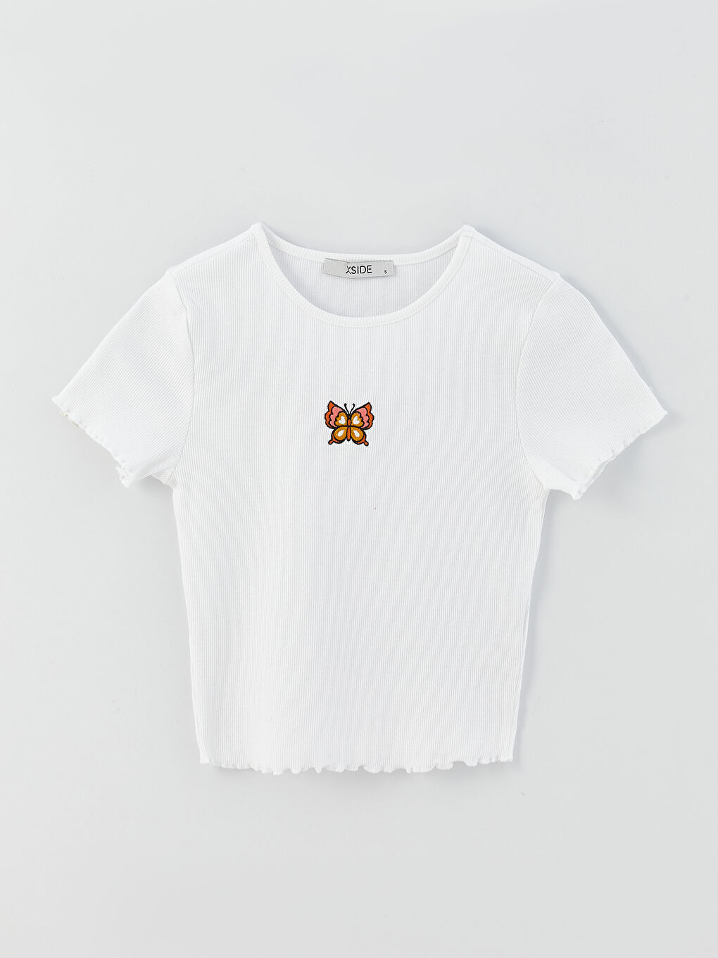 XSIDE Crew Neck Embroidered Short Sleeve Women's Crop Top -S3CY68Z8-JSJ