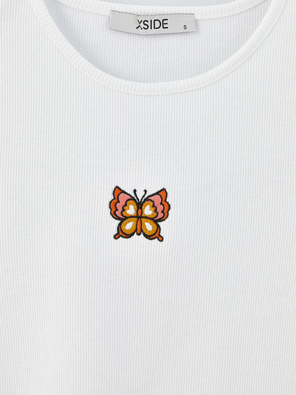 XSIDE Crew Neck Embroidered Short Sleeve Women's Crop Top -S3CY68Z8-JSJ