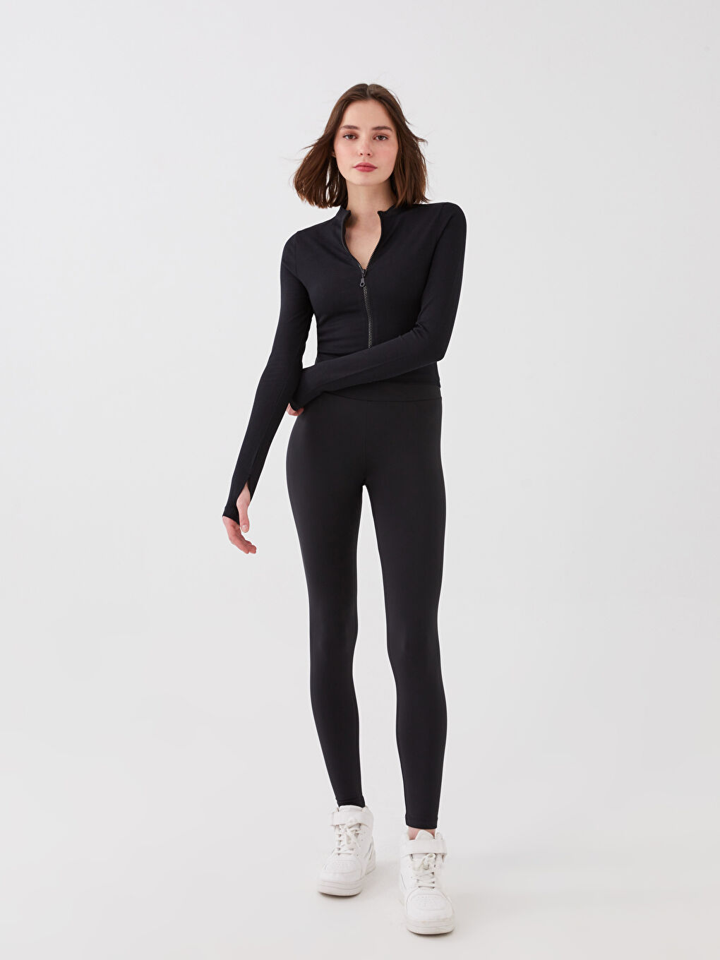 Women's Elasticated Waist Plain Leggings -S3CY69Z8-CVL