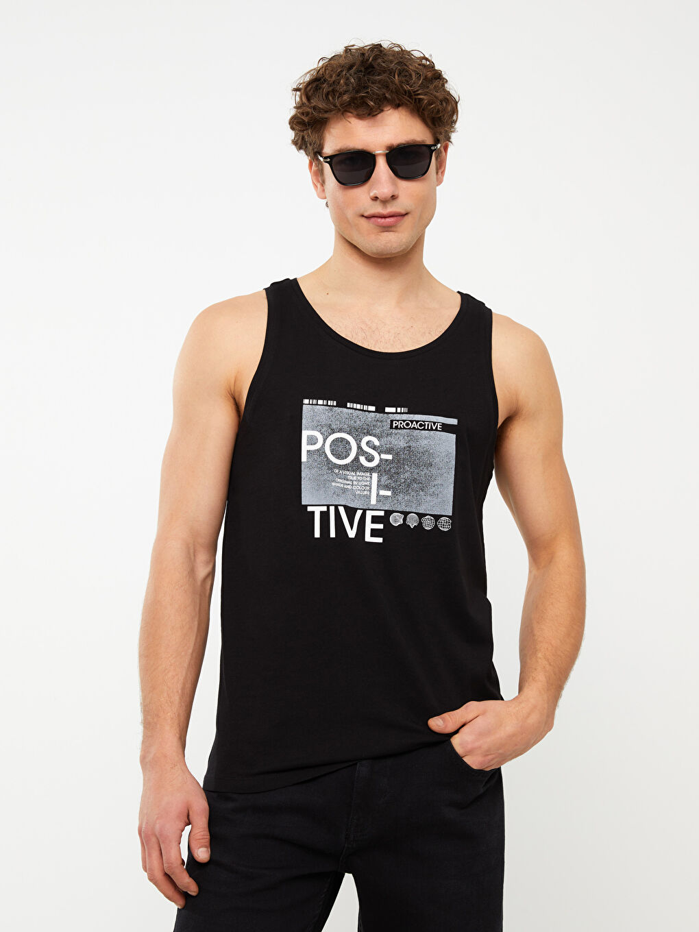 Crew Neck Printed Jersey Men's Sleeveless T-Shirt