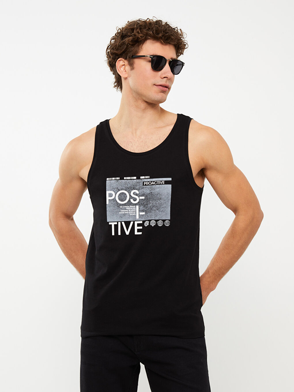 Crew Neck Printed Jersey Men's Sleeveless T-Shirt-1