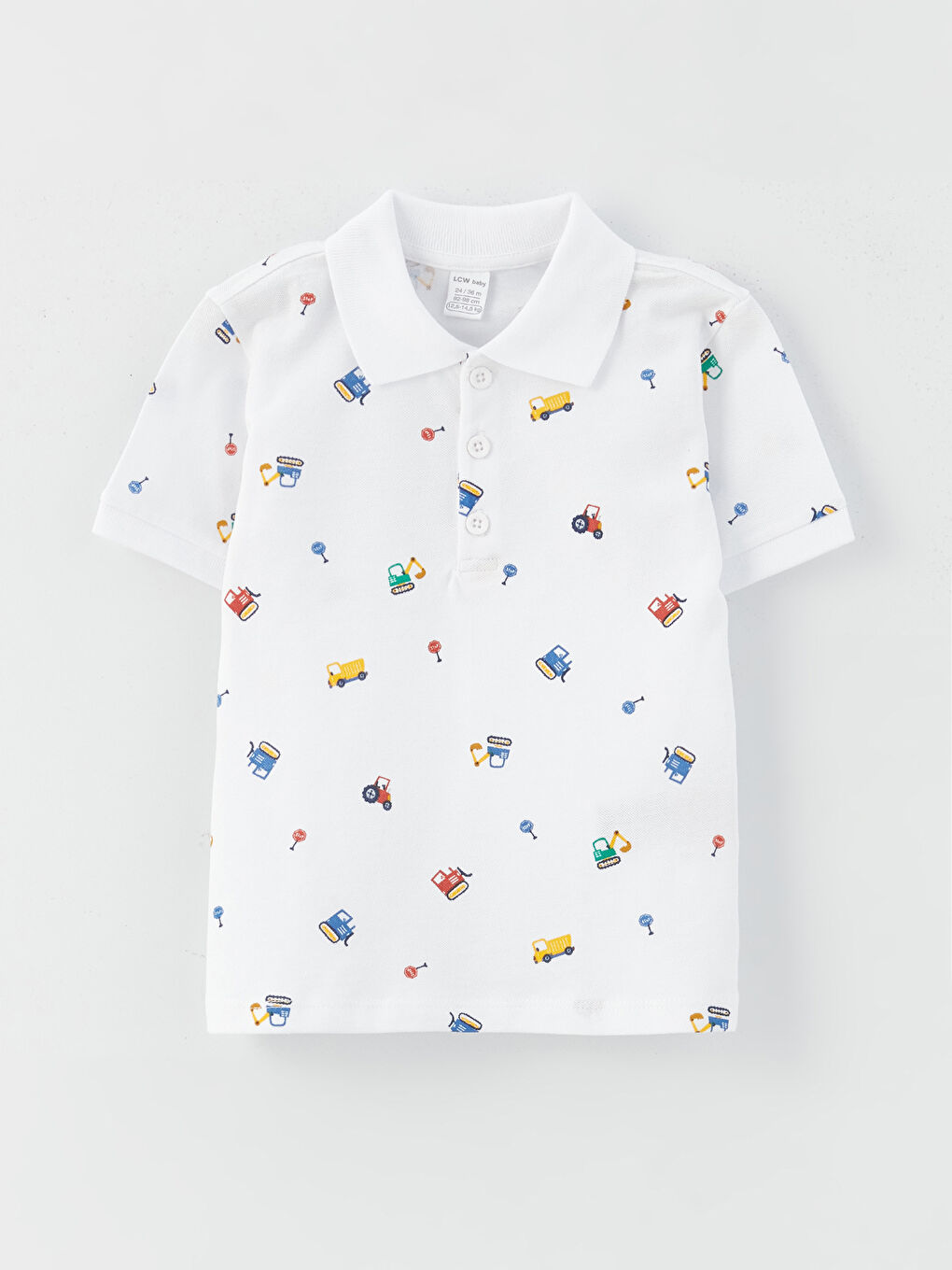 تيشيرت بياقة بولو كم قصير مطبوع وشورت طقم قطعتين للأولاد الرضع-3