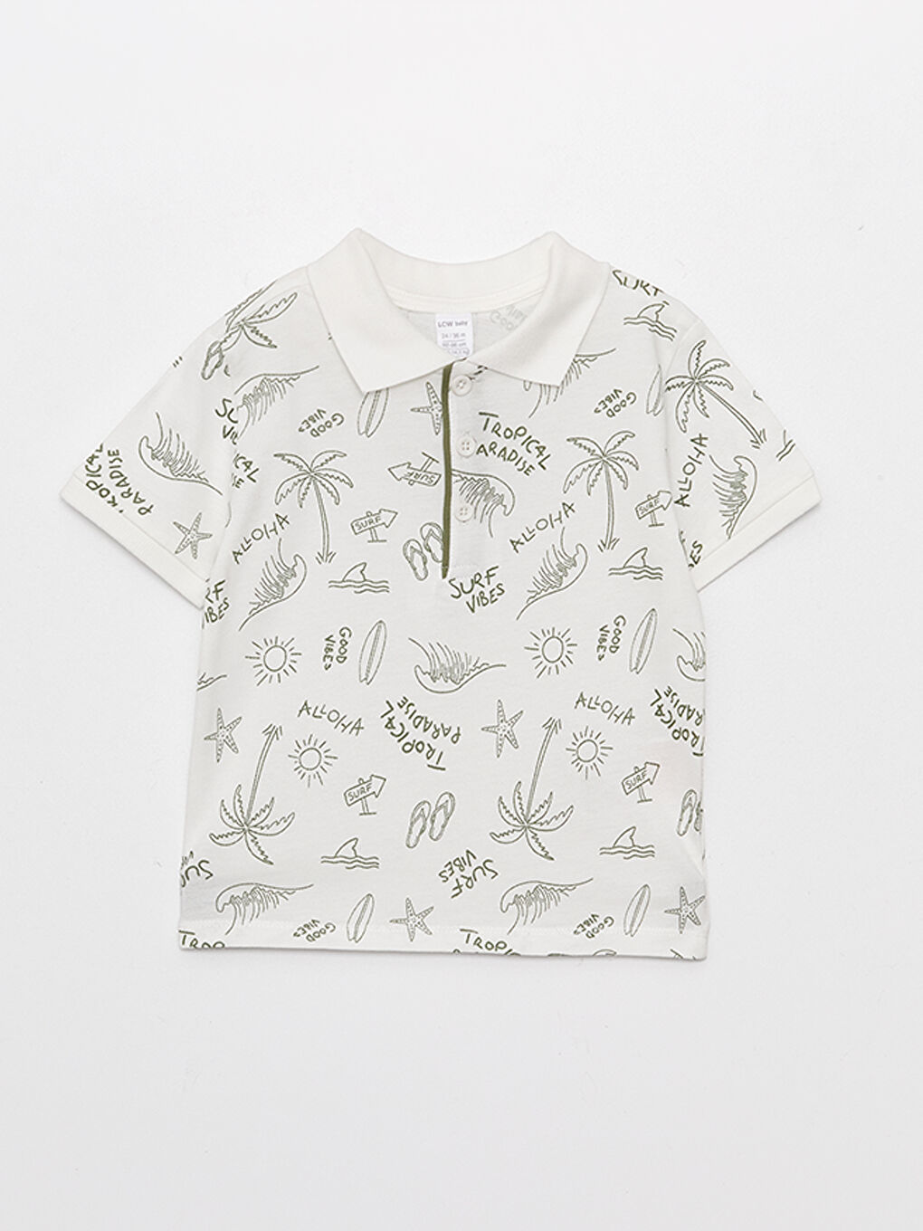 Set 2 Piese Tricou Polo Guler Înalt Mânecă Scurtă Imprimat și Pantaloni Scurți Băiețel-1