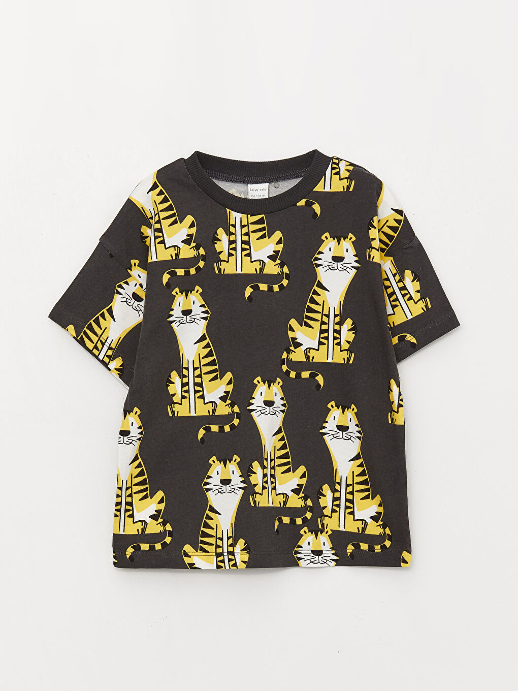 Antrasit Bisiklet Yaka Kısa Kollu Baskılı Erkek Bebek Tişört ve Şort 2'li Takım-1