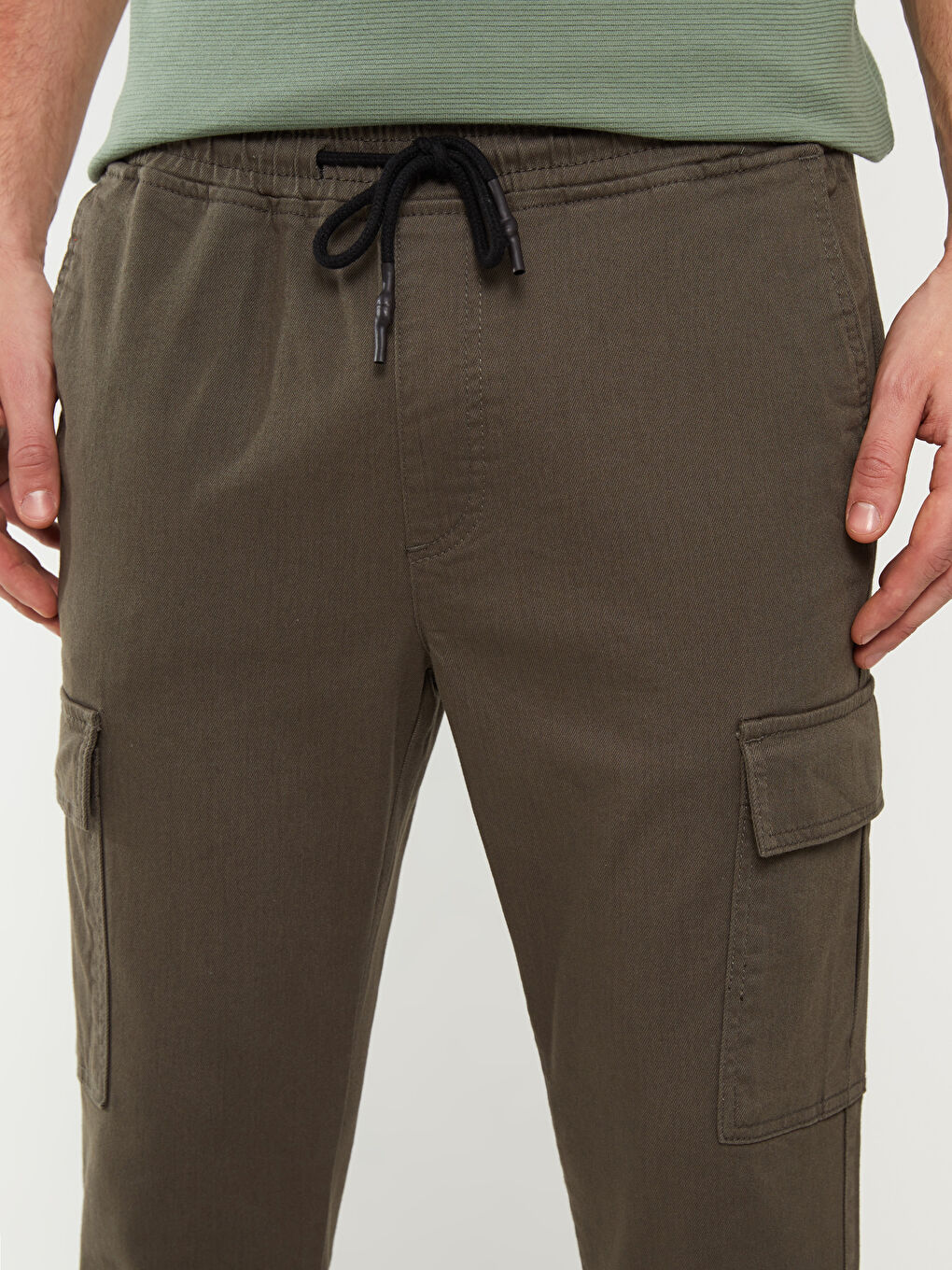 Haki Slim Fit Erkek Kargo Pantolon-3