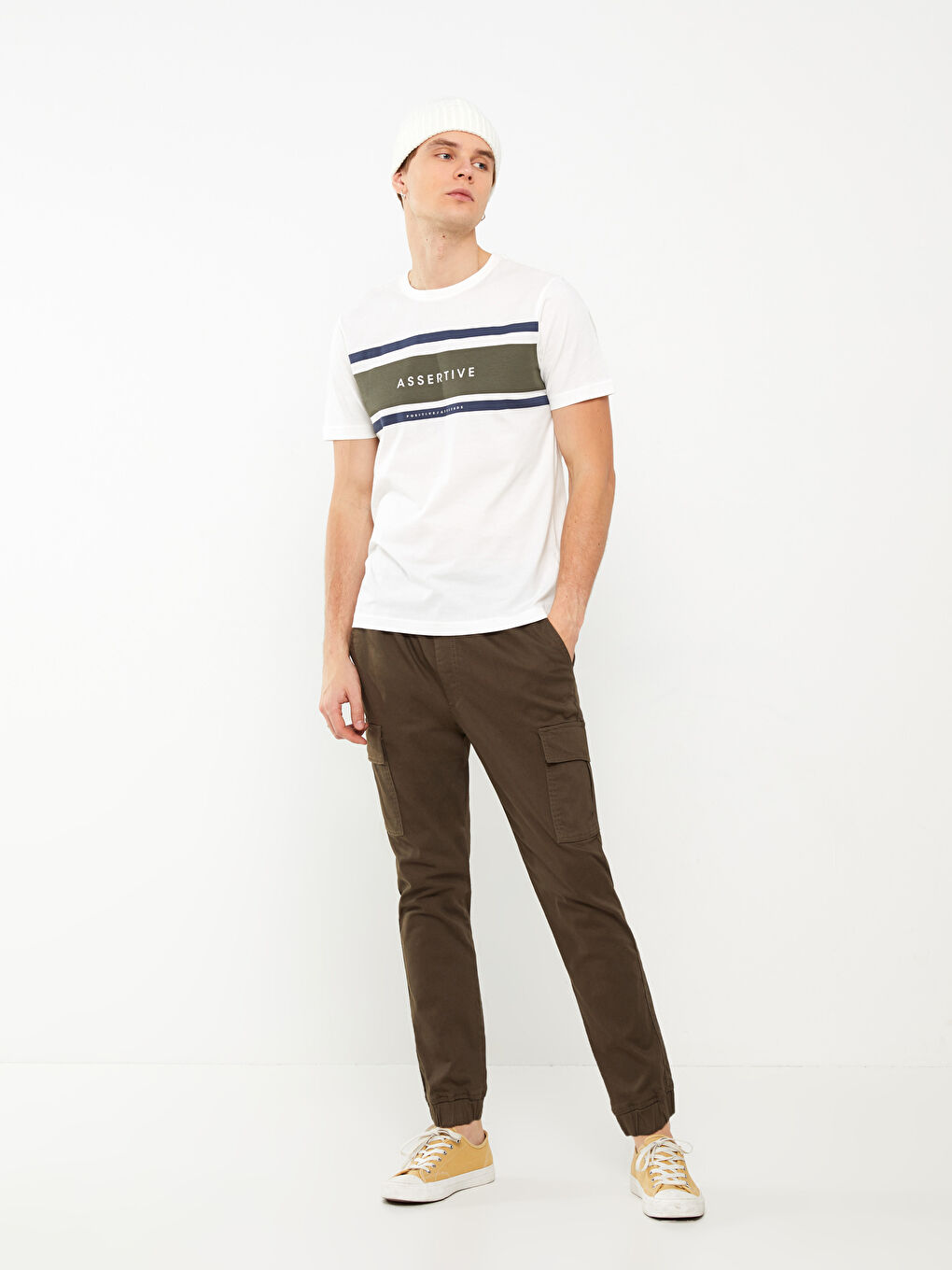 Haki Slim Fit Erkek Kargo Pantolon