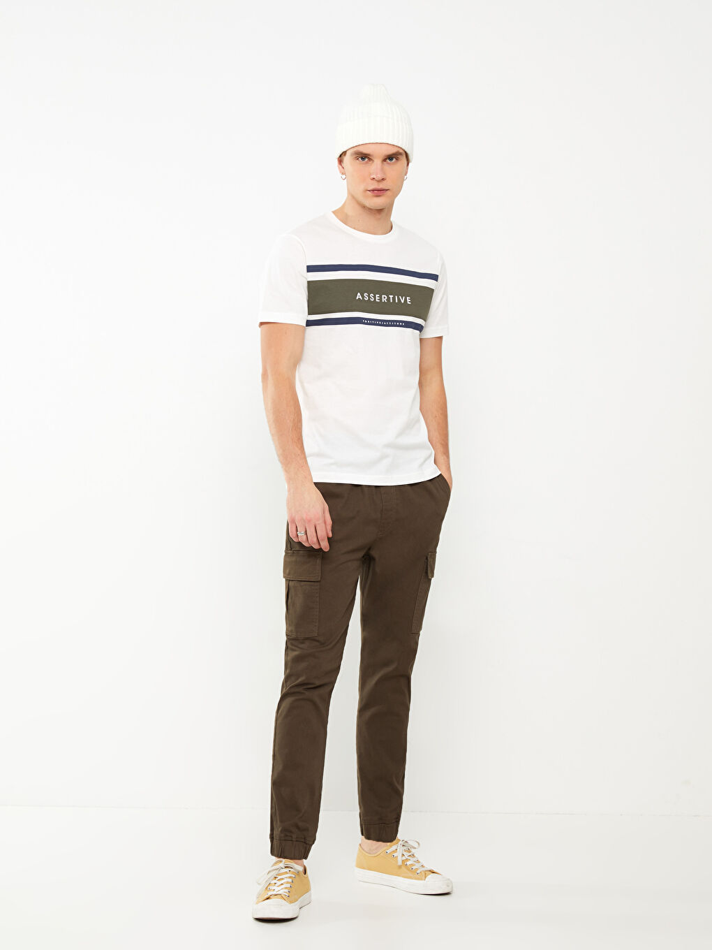 Haki Slim Fit Erkek Kargo Pantolon-1