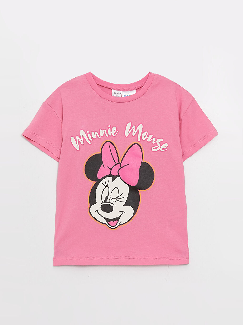 Crew Neck Short Sleeve Minnie Mouse Printed Baby Girls' T-Shirt