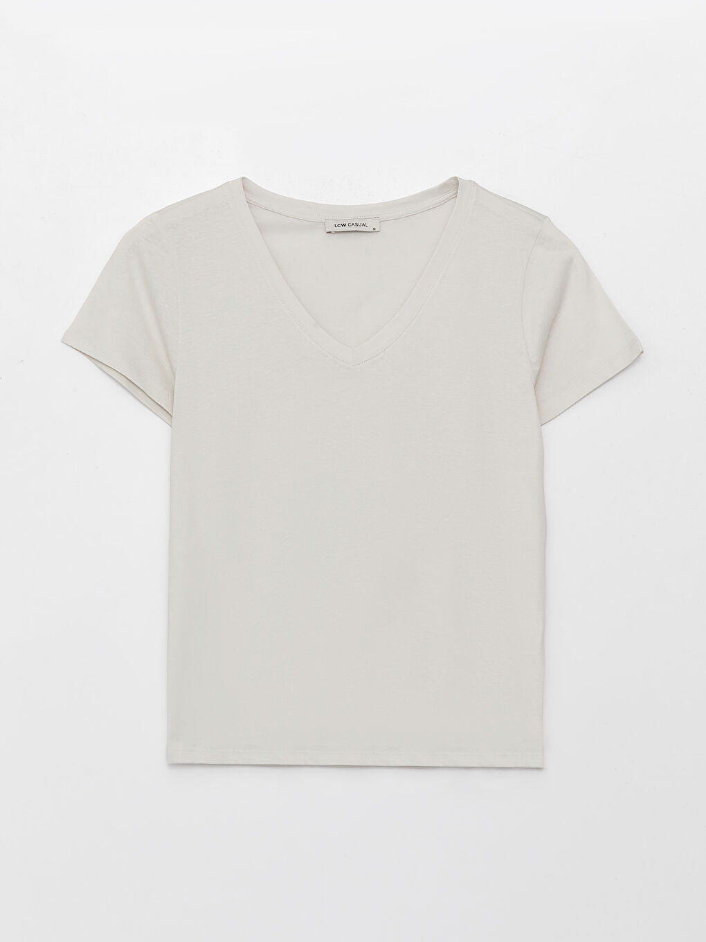 V-Neck Plain Short Sleeve Women's T-Shirt-5
