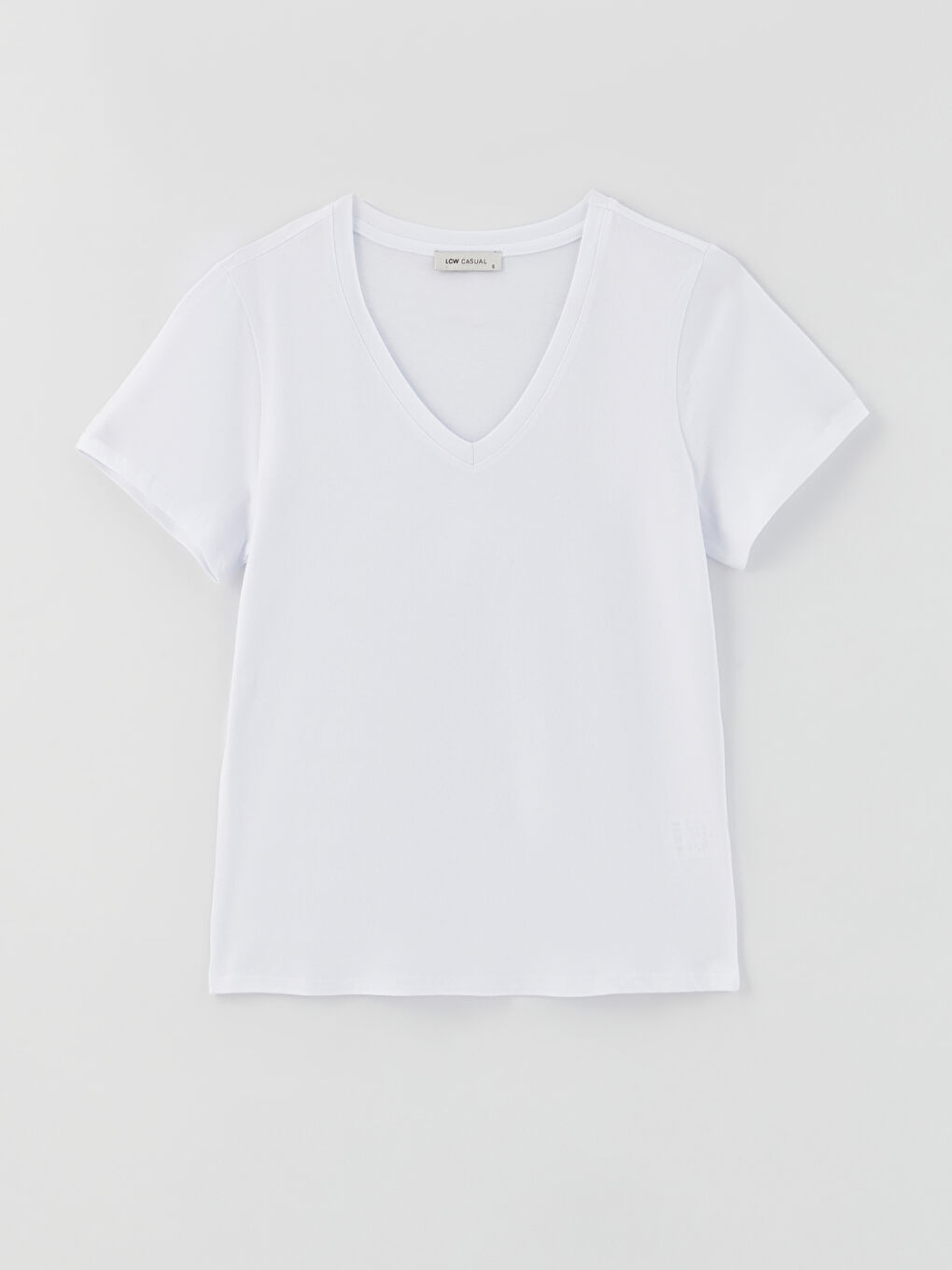V-Neck Plain Short Sleeve Women's T-Shirt-5