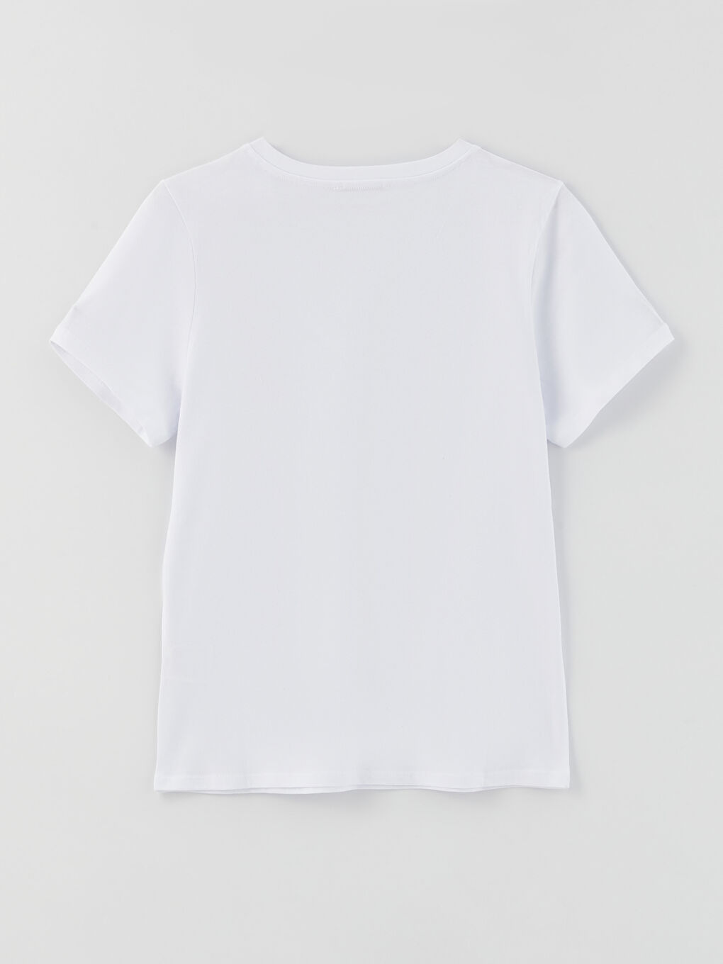 V-Neck Plain Short Sleeve Women's T-Shirt-6
