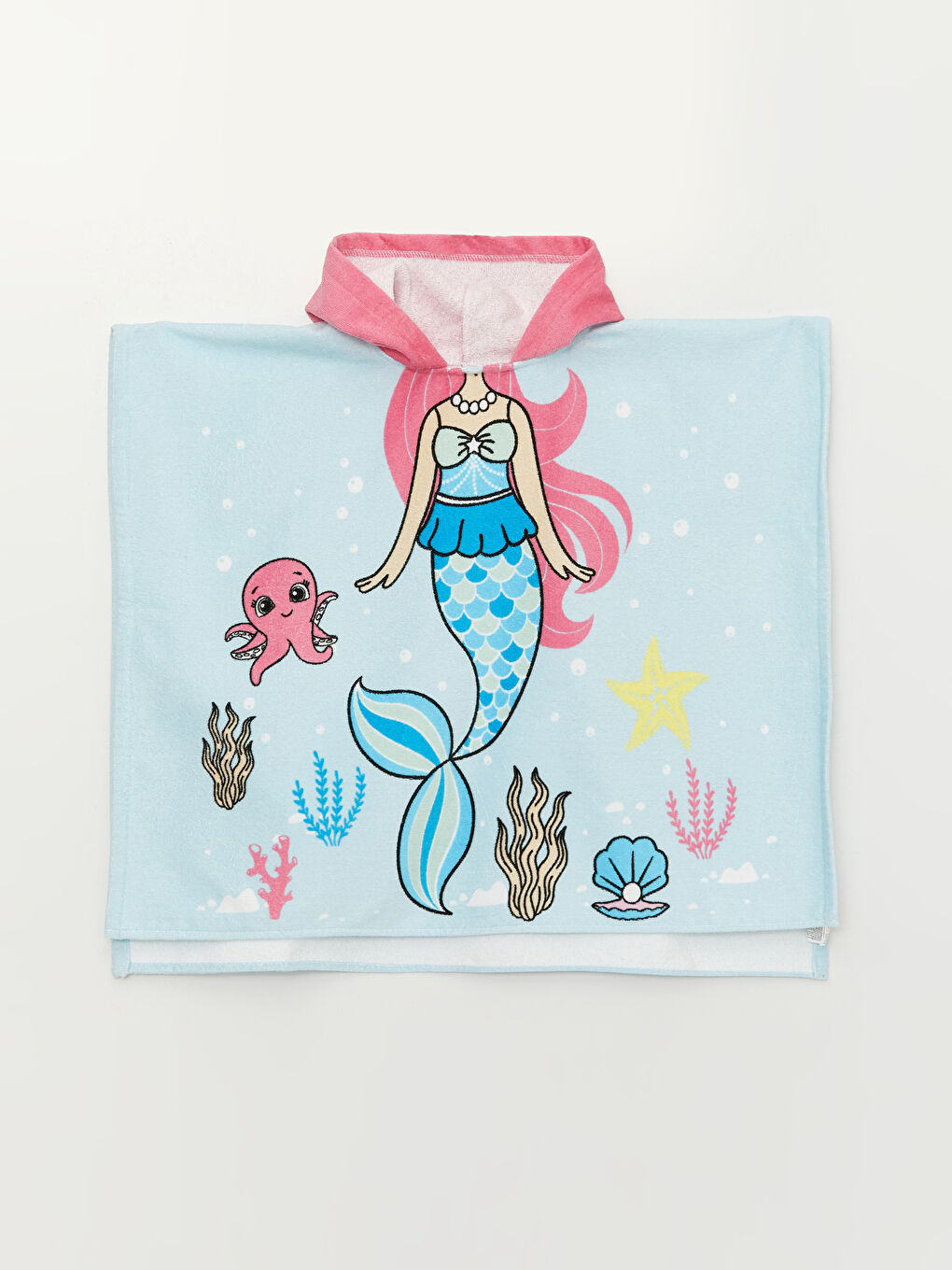 LCW ACCESSORIES Printed Hooded Girls Velvet Beach Towel -S3DA52Z4-FXE