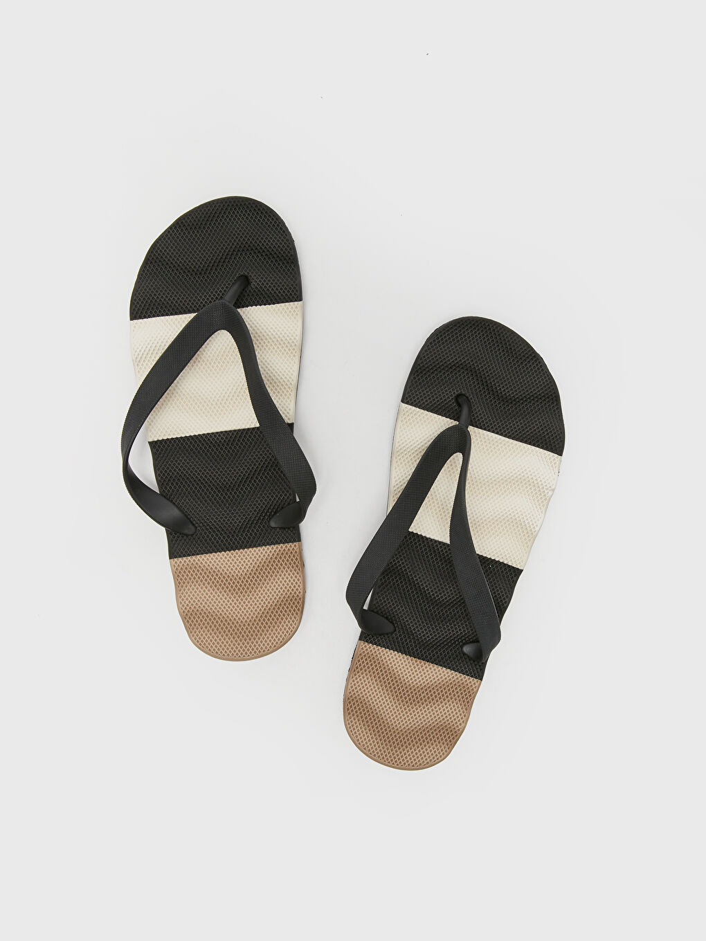 Bej Renk Bloklu Erkek Parmak Arası Terlik-2