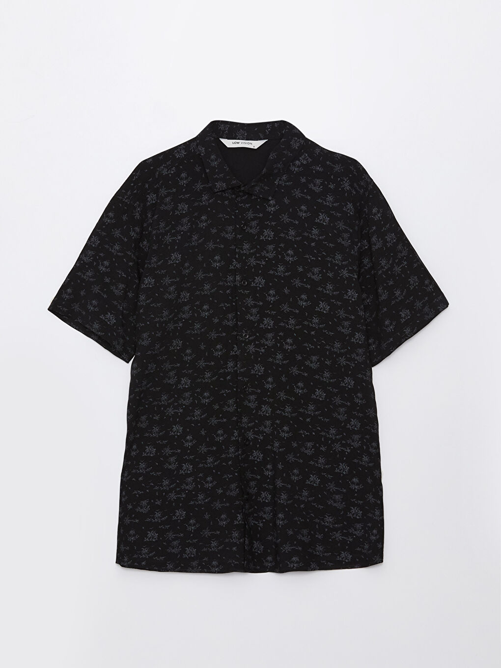 Slim Fit Short Sleeve Patterned Viscose Men's Shirt-5
