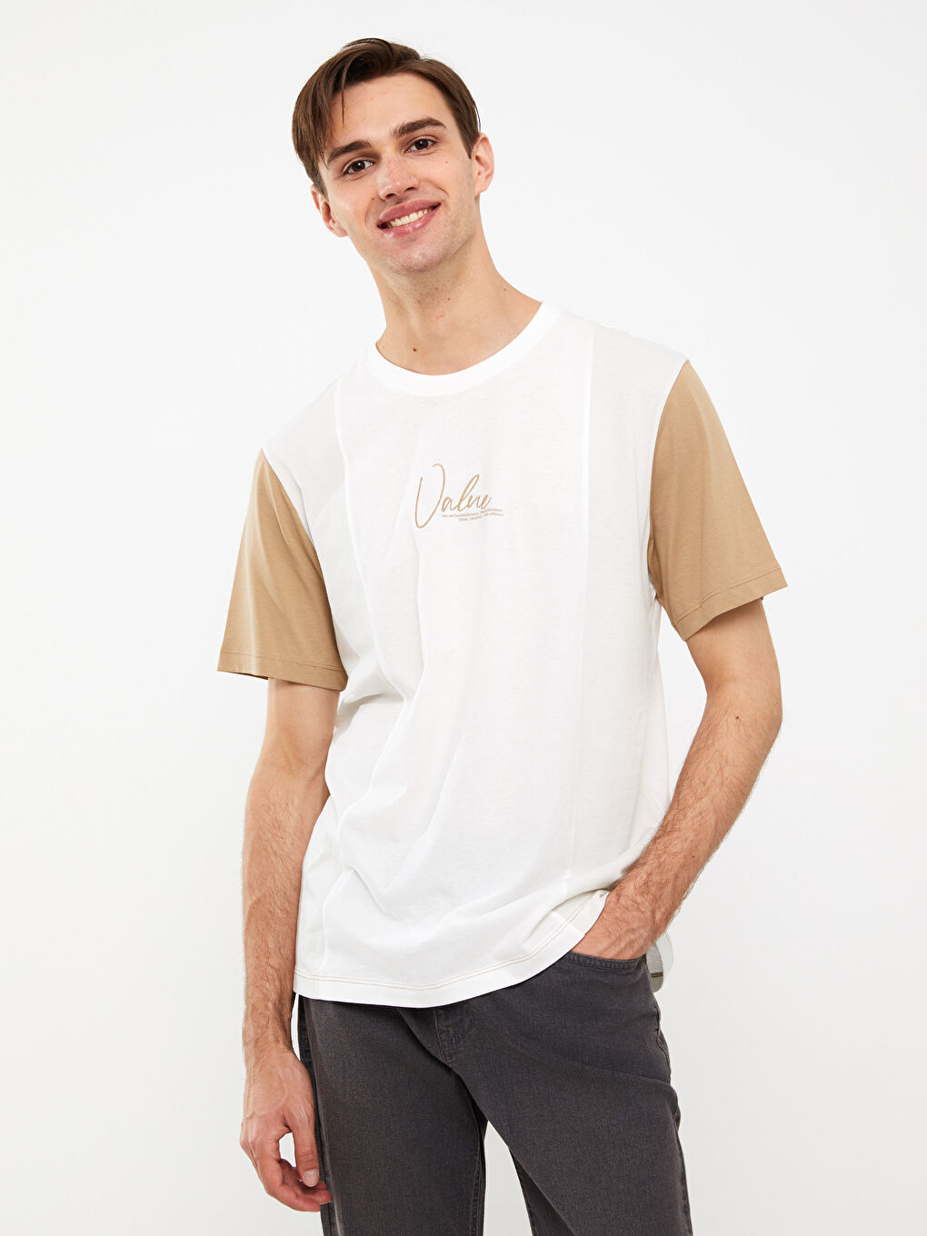 Crew Neck Short Sleeve Color Block Jersey Men's T-Shirt