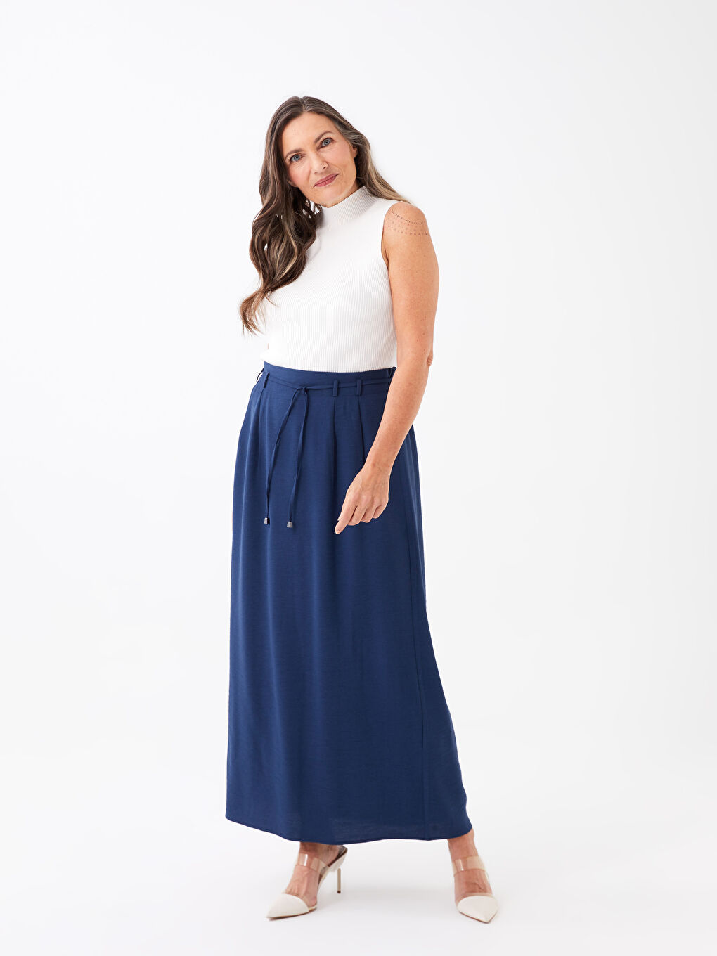 Jupe Droite à Taille Élastique pour Femmes-1