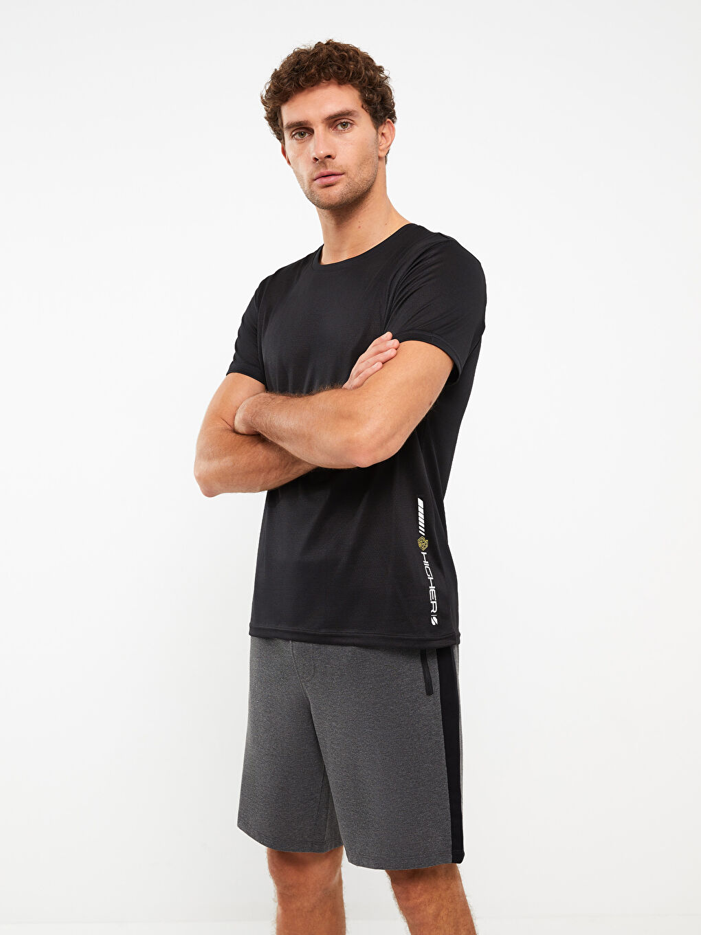Gri Slim Fit Erkek Spor Şort-1