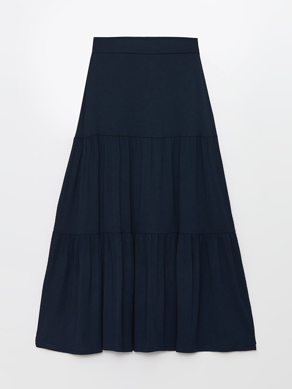 Lacivert Kadın Beli Lastikli Düz Kloş Etek-6