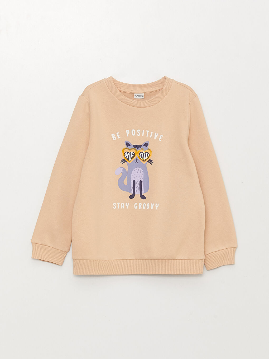 Pembe Bisiklet Yaka Baskılı Uzun Kollu Kız Çocuk Sweatshirt