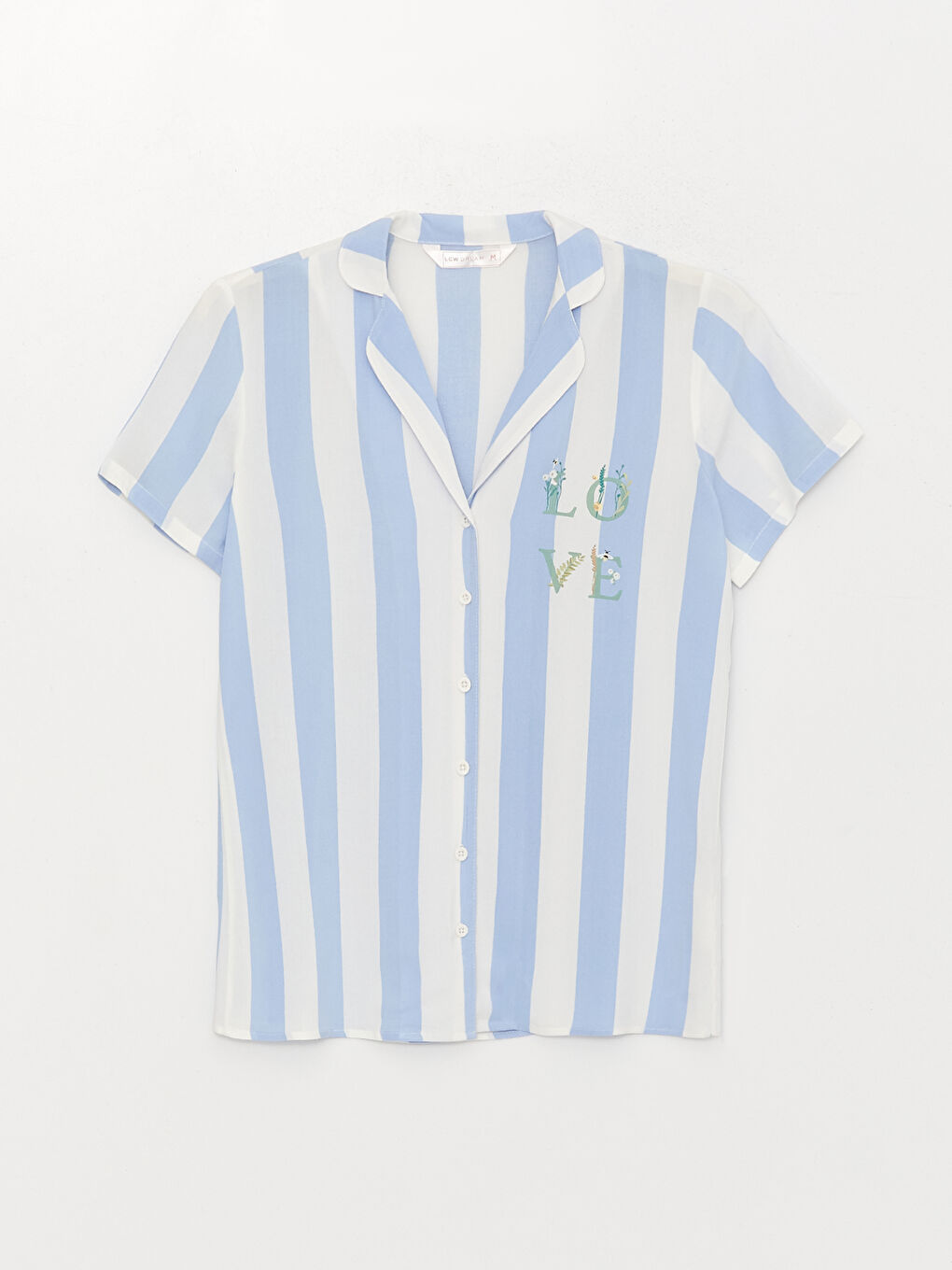 طقم بيجامة ياقة القميص بلوك الألوان كم قصير للسيدات-6