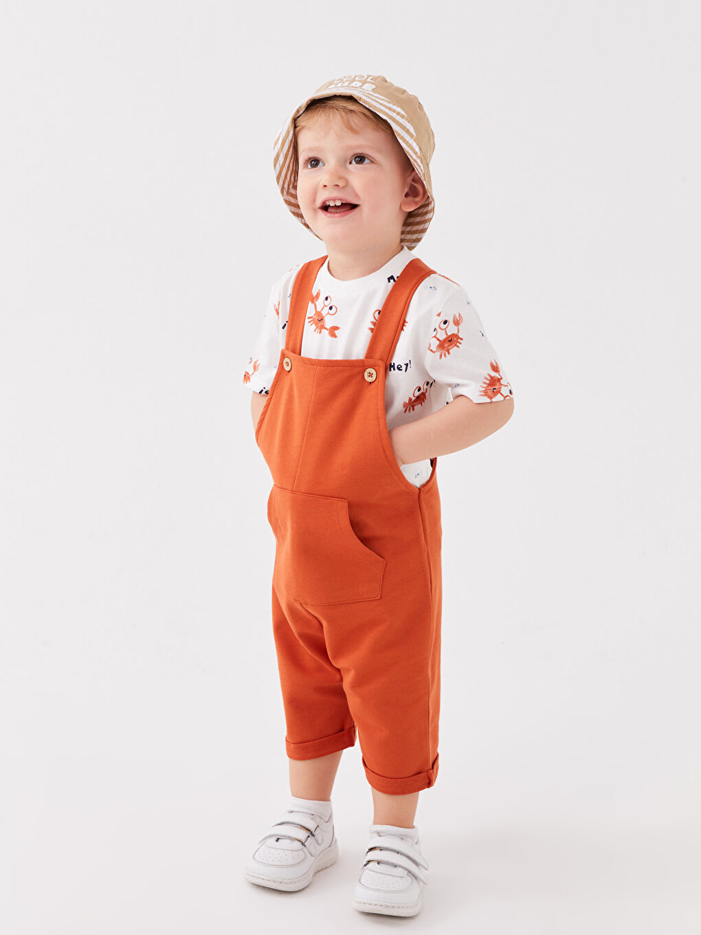 Ekru Erkek Bebek Salopet ve Tişört 2'li