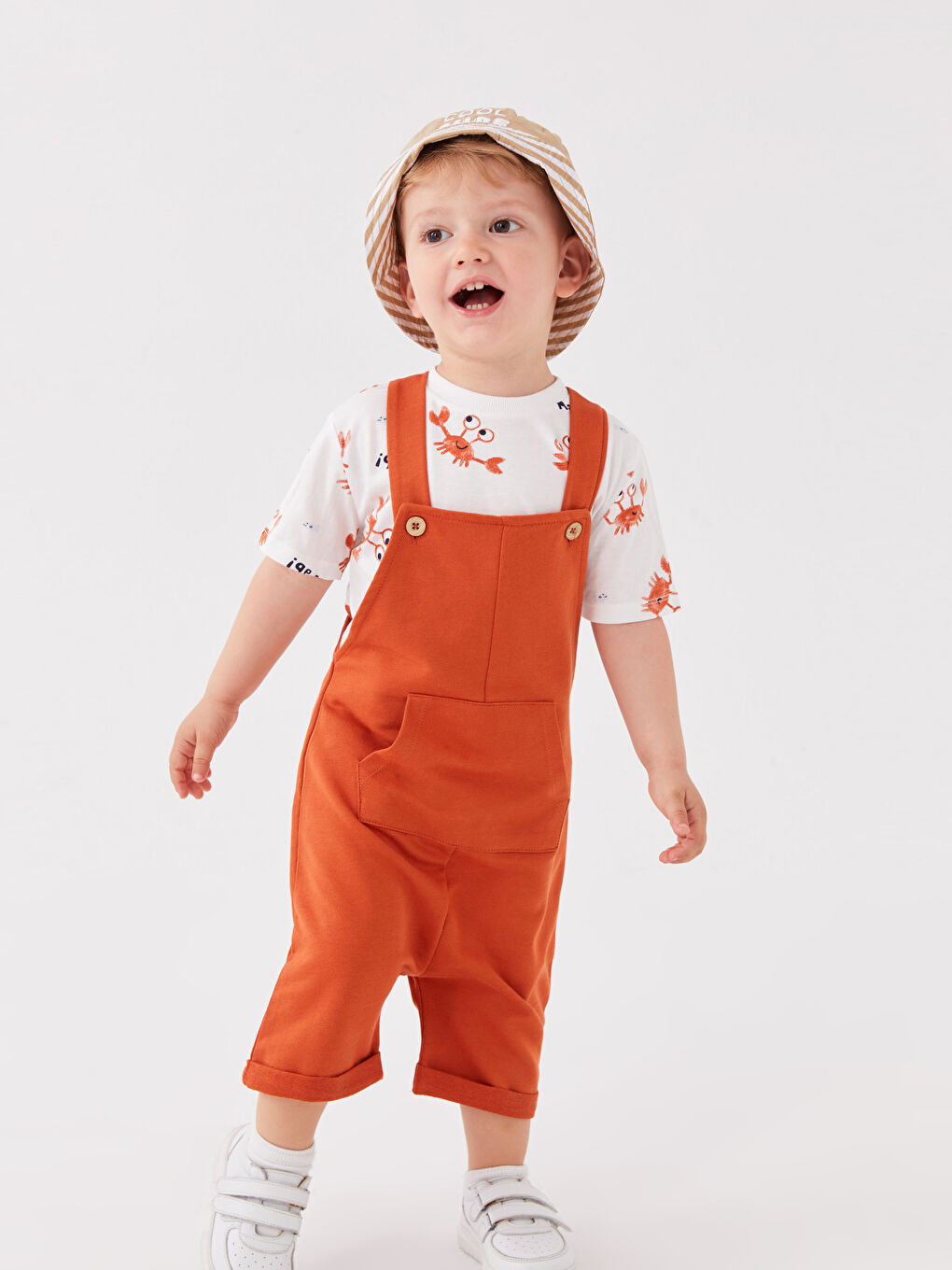 Ekru Erkek Bebek Salopet ve Tişört 2'li-1