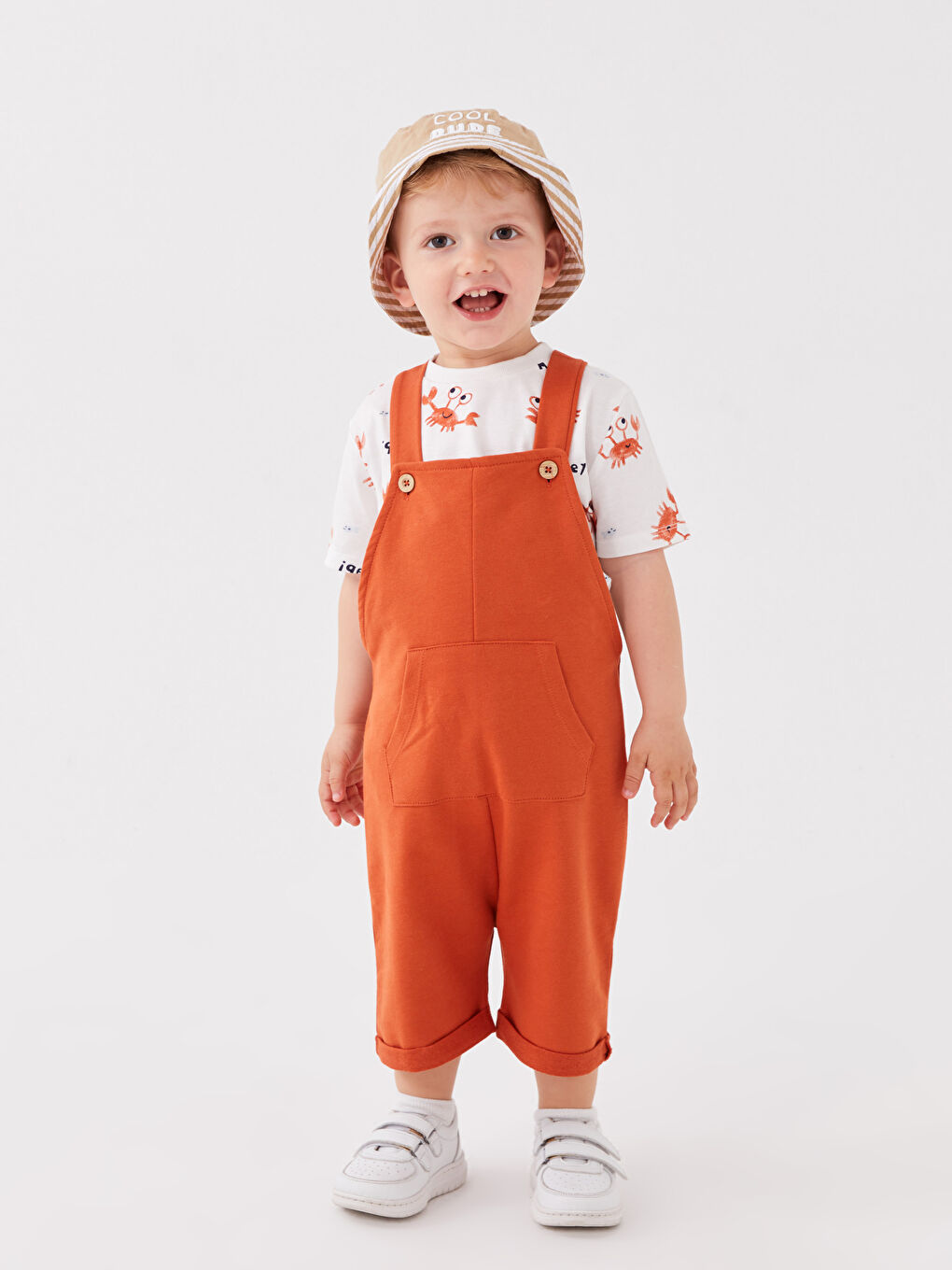 Ekru Erkek Bebek Salopet ve Tişört 2'li-2