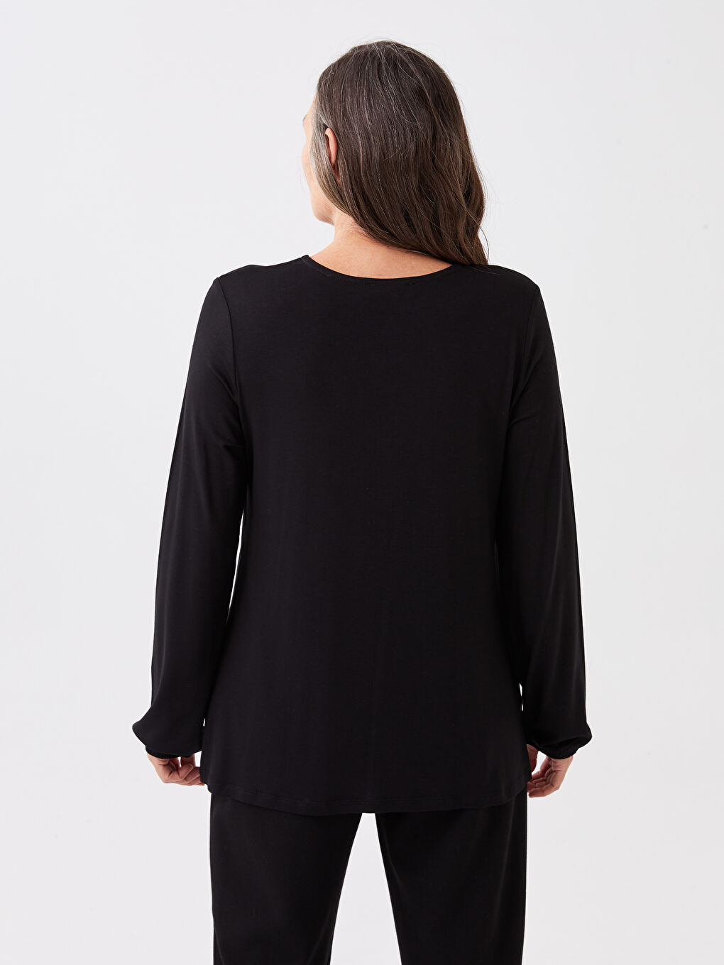 Tie Neck Embroidered Long Sleeve Women's Blouse-4