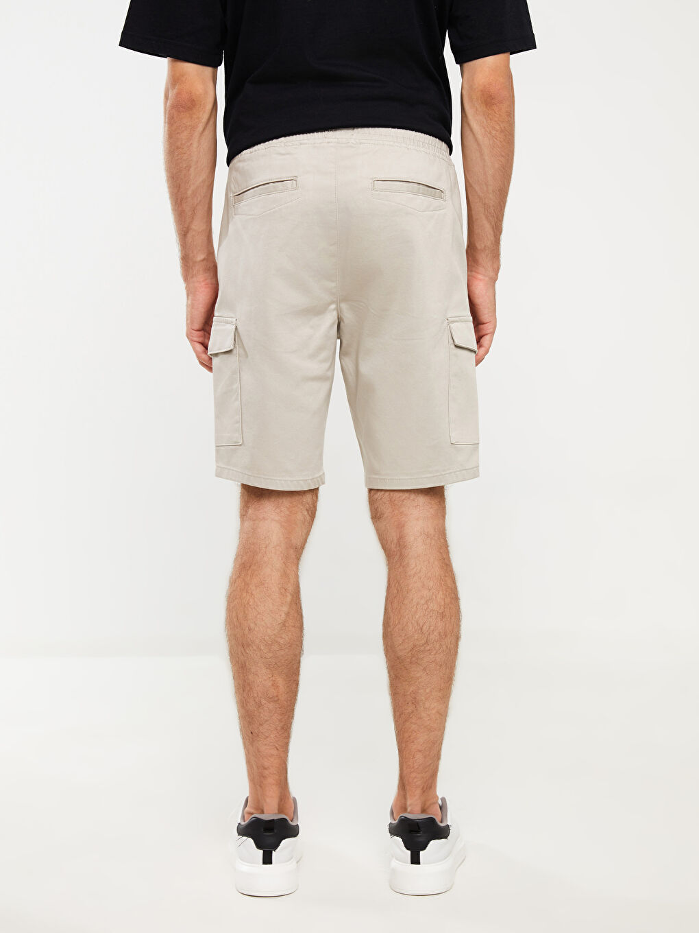 Bej Standart Kalıp Erkek Kargo Şort-4