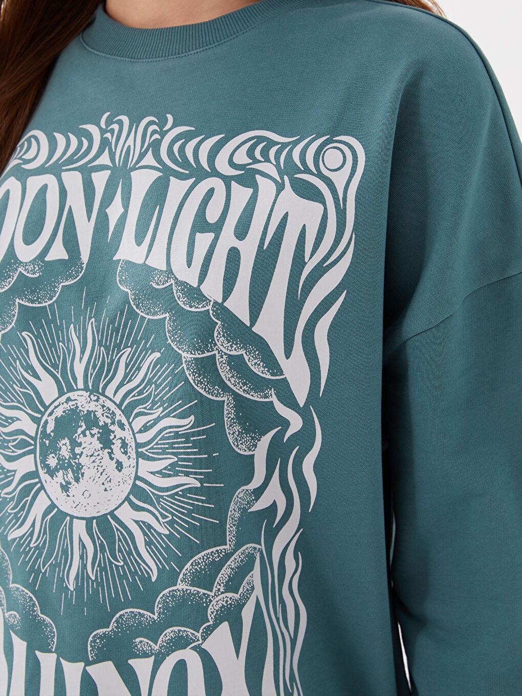 Sweat-shirt Oversize à Manches Longues Imprimé à Col Rond pour Femmes-3