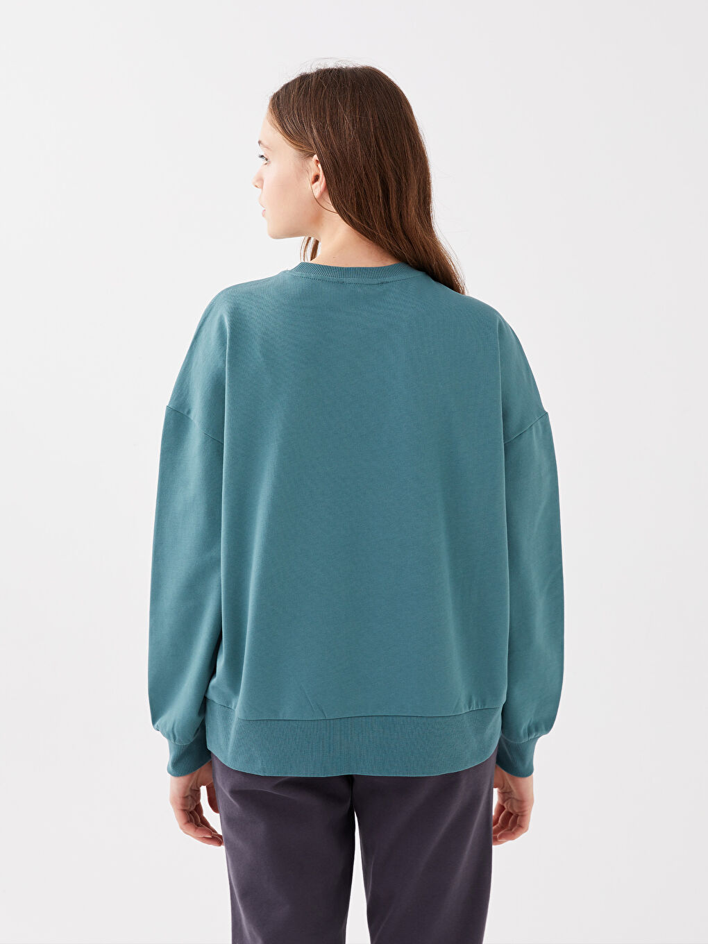 Sweat-shirt Oversize à Manches Longues Imprimé à Col Rond pour Femmes-4
