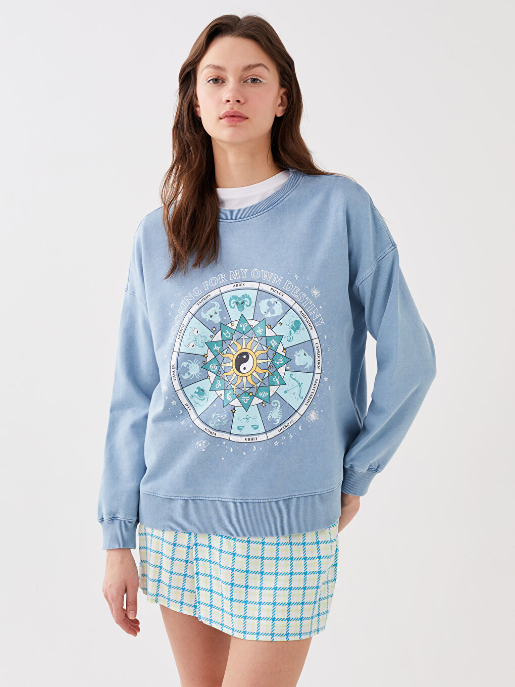 Әйелдерге арналған ұзын жеңді принтті оверсайз свитшот-2