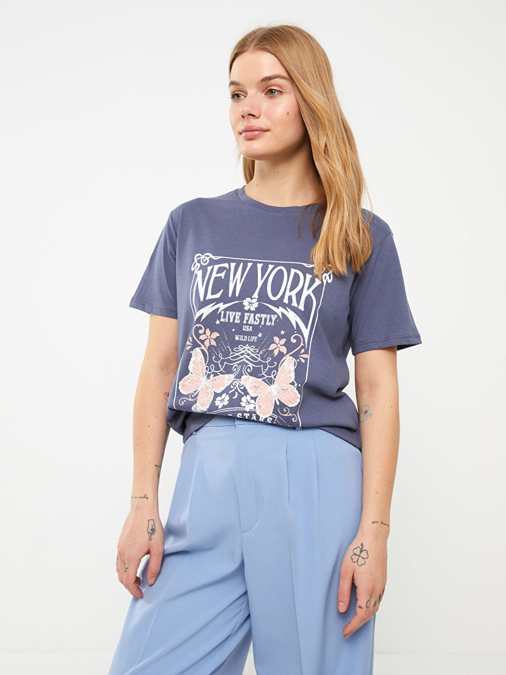 Crew Neck Printed Short Sleeve Women's T-Shirt