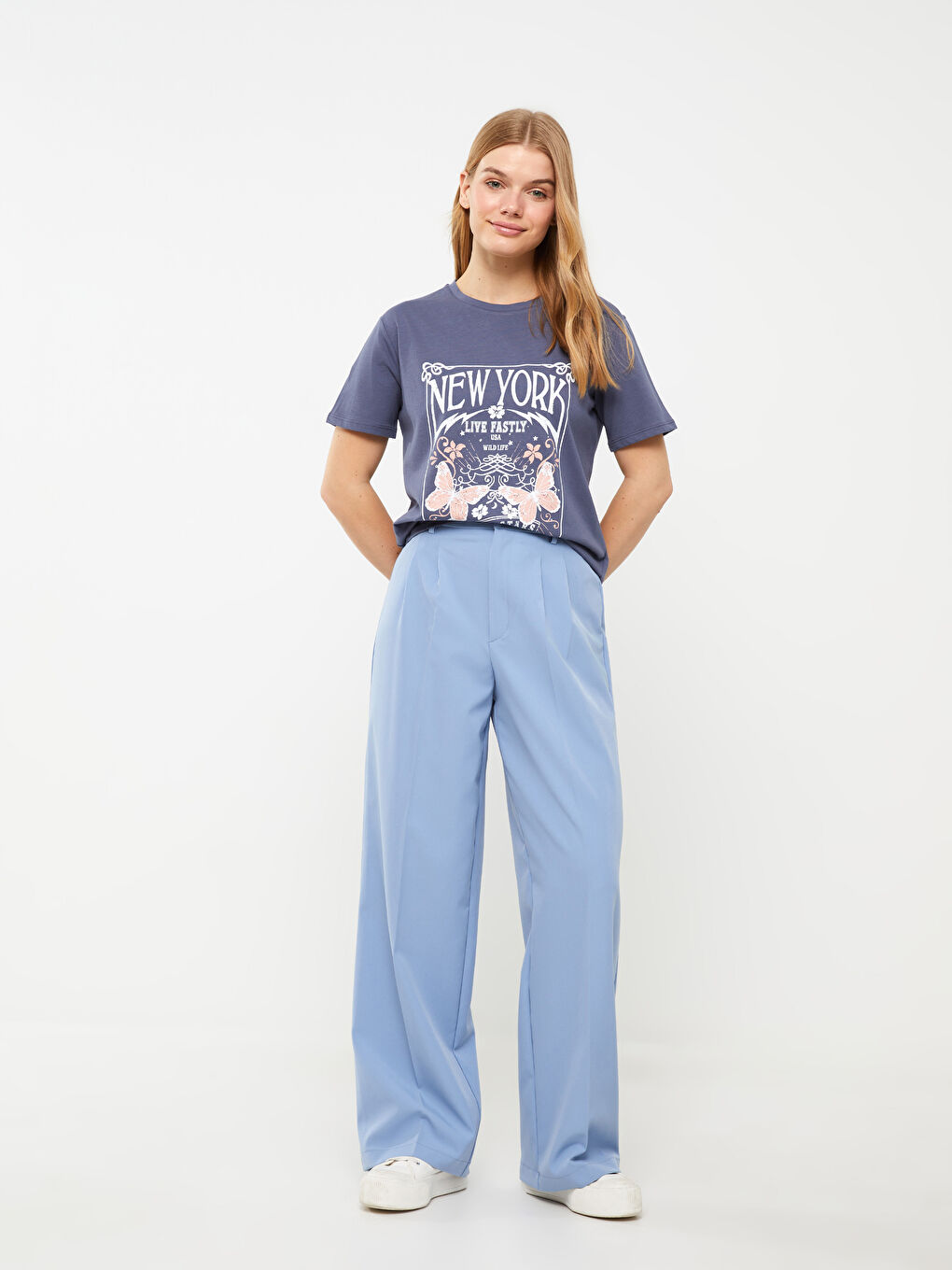 Crew Neck Printed Short Sleeve Women's T-Shirt-2