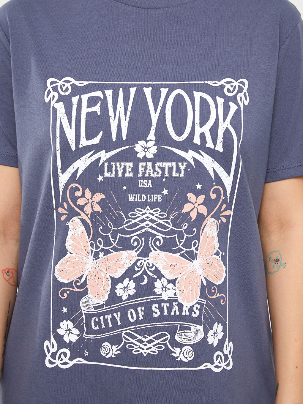 Crew Neck Printed Short Sleeve Women's T-Shirt-3