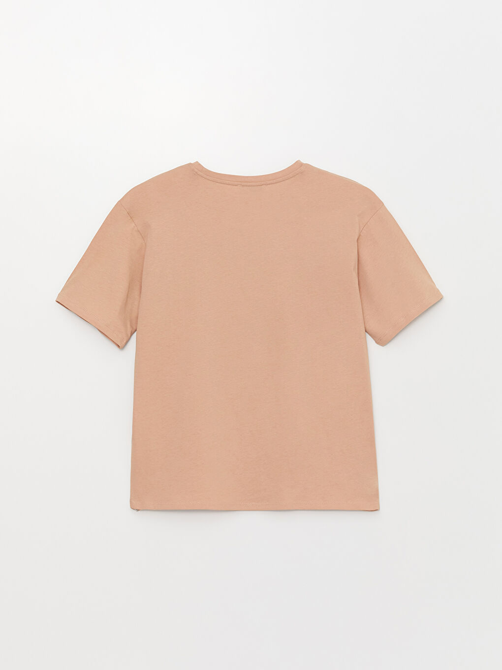 Kahverengi Kadın Bisiklet Yaka Baskılı Tişört-6