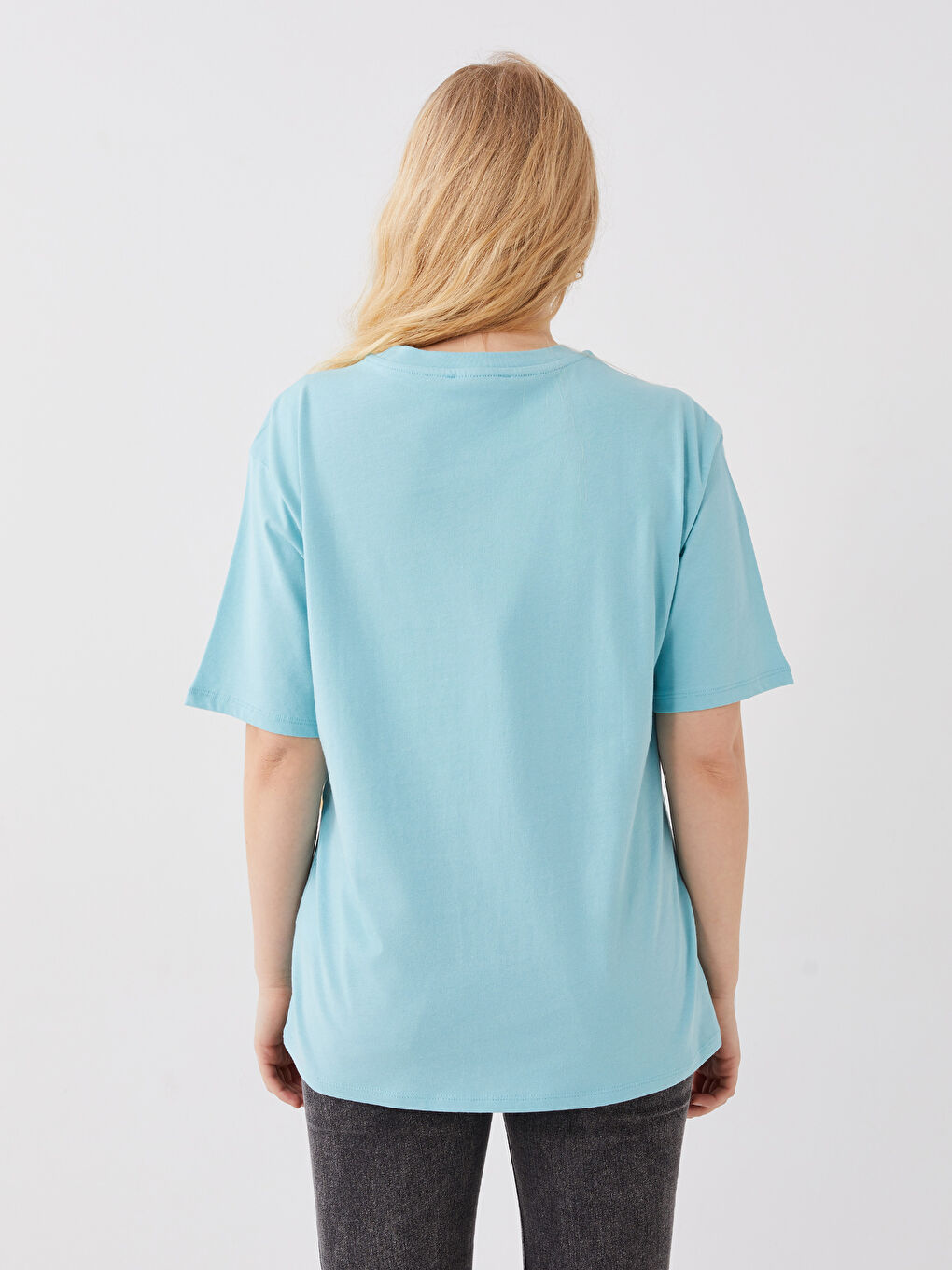 Crew Neck Printed Short Sleeve Oversize Women's T-Shirt-4