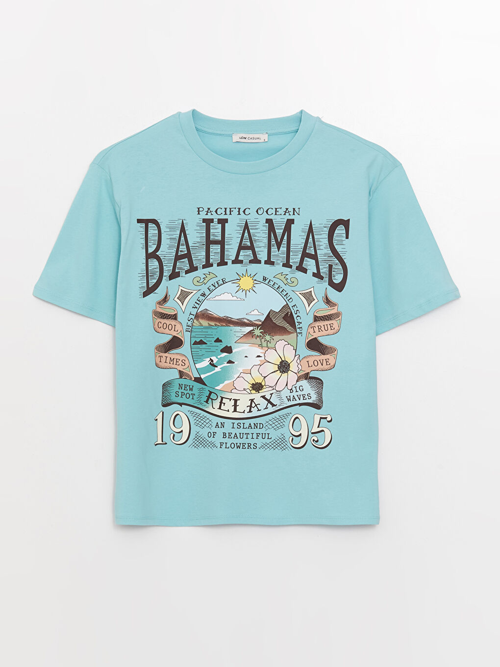 Crew Neck Printed Short Sleeve Oversize Women's T-Shirt-5